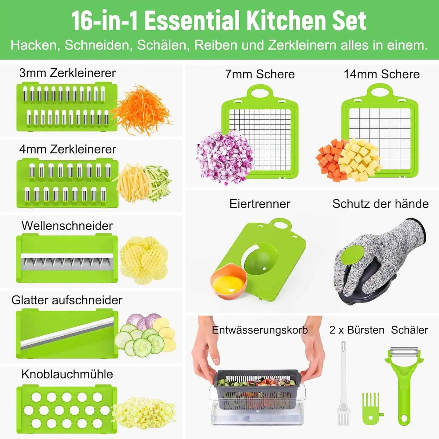 16 in 1 Vegetable Cutter Chopper and Slicer