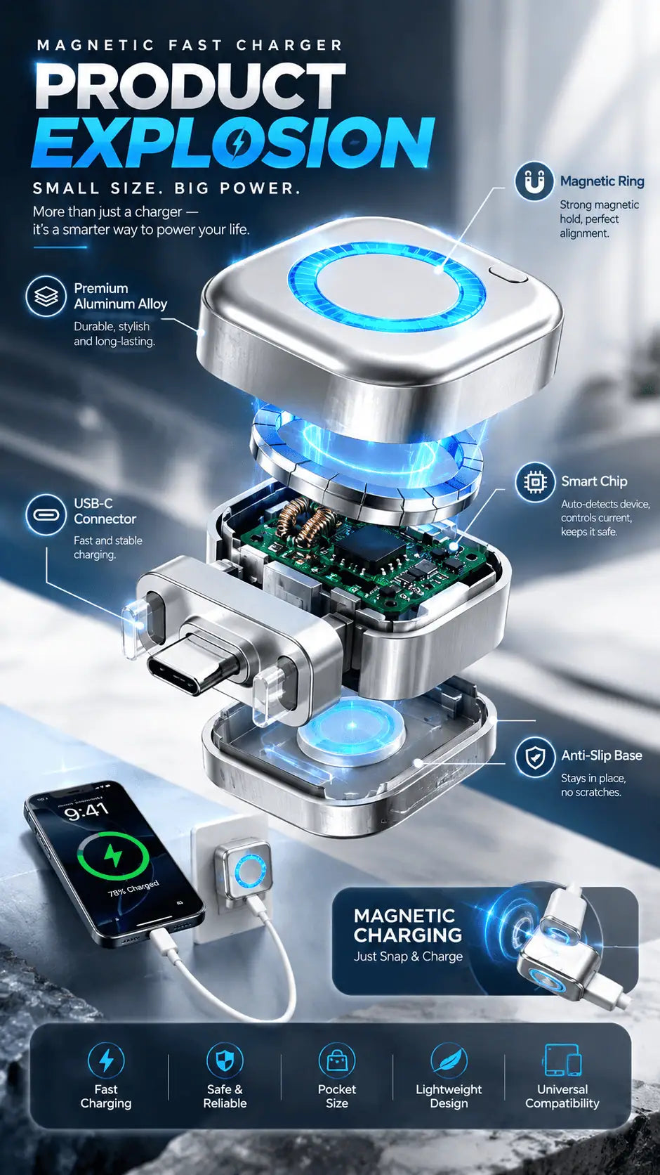 AI Smart Auto-Stop Charging Adapter